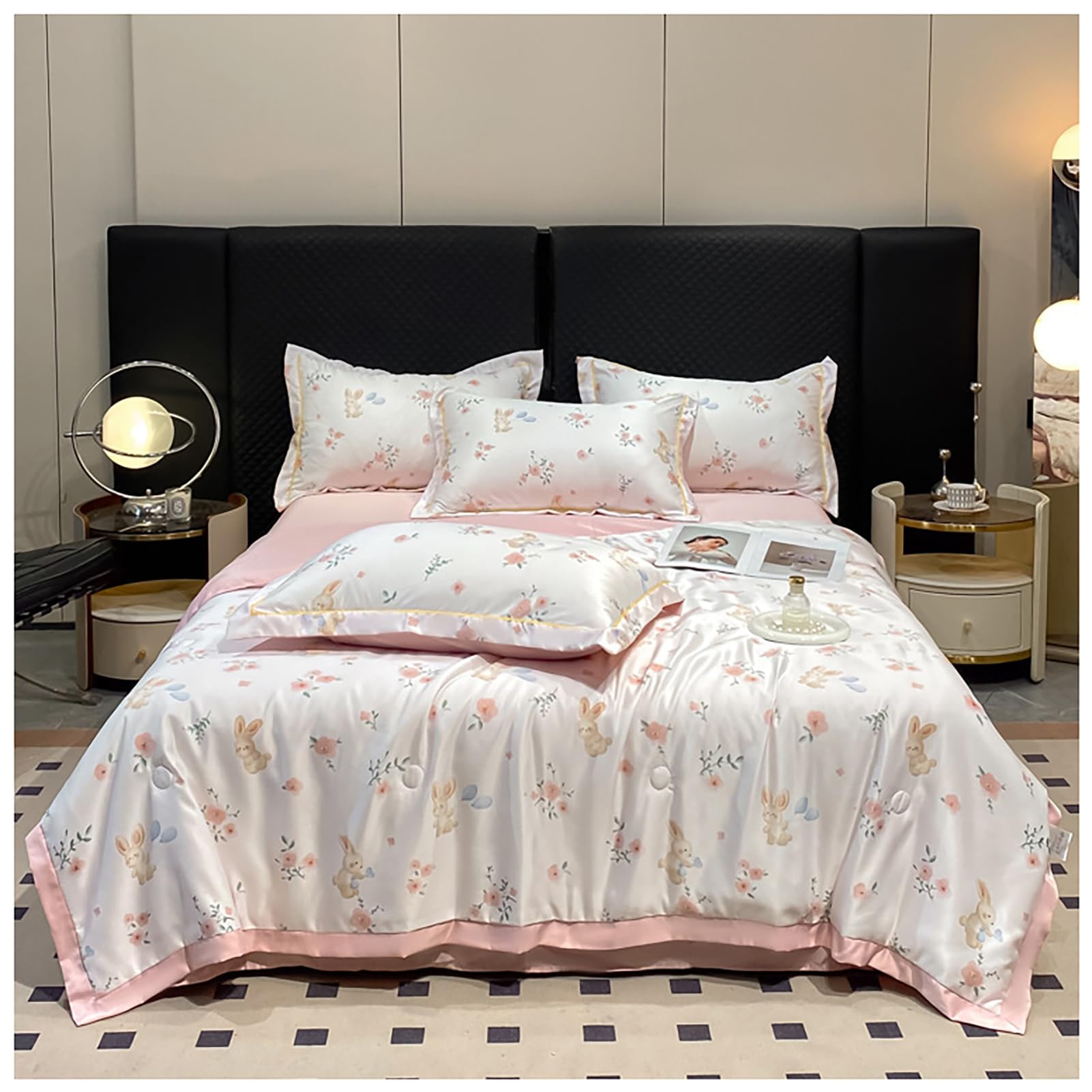 Parure de lit rafraîchissante 4 pièces grand lit réversible lavable