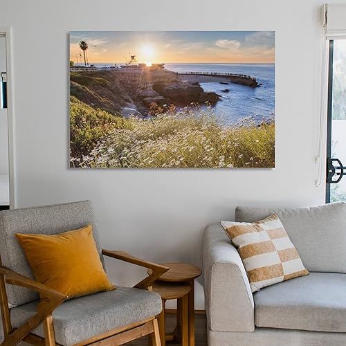 Miniatura 6 de Lienzo impreso para pared, diseño de puesta de sol en la playa de La Jolla Cove, San Diego, California, lienzo para pared, pósteres e impresiones