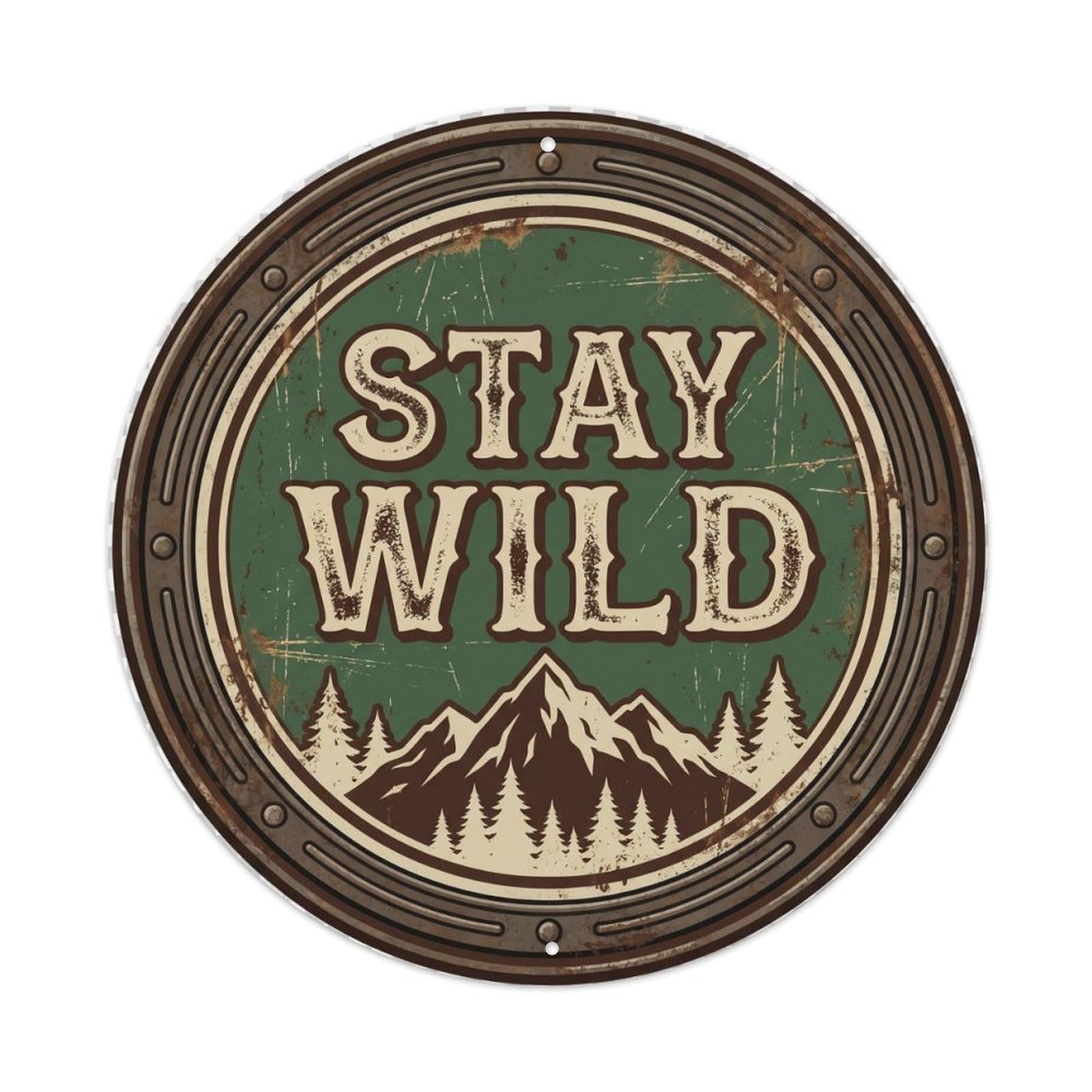Cmhok Vintage Style Stay Wild Nostalgic Indoor Ornament Retro Slogans Metal Tin Sign Plaque Wall Decor For Cafe, Club, Garden Round Metal Poster 8X8inch