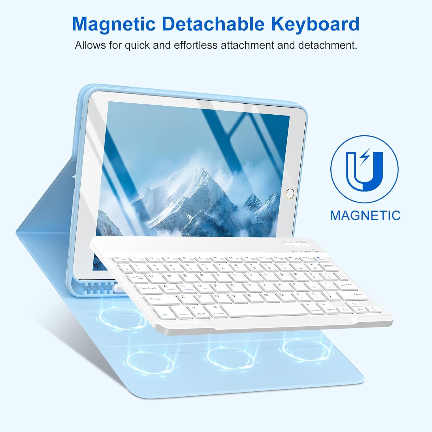 COO for iPad 9th Gen 2021 Case with Keyboard 10.2 inch, for iPad 8th Gen 2020/7th Gen 2019/Air 3/Pro 10.5 Keyboard Case, Detachable Wireless Bluetooth Keyboard with Pencil Holder for iPad 2021 9th - Image 3