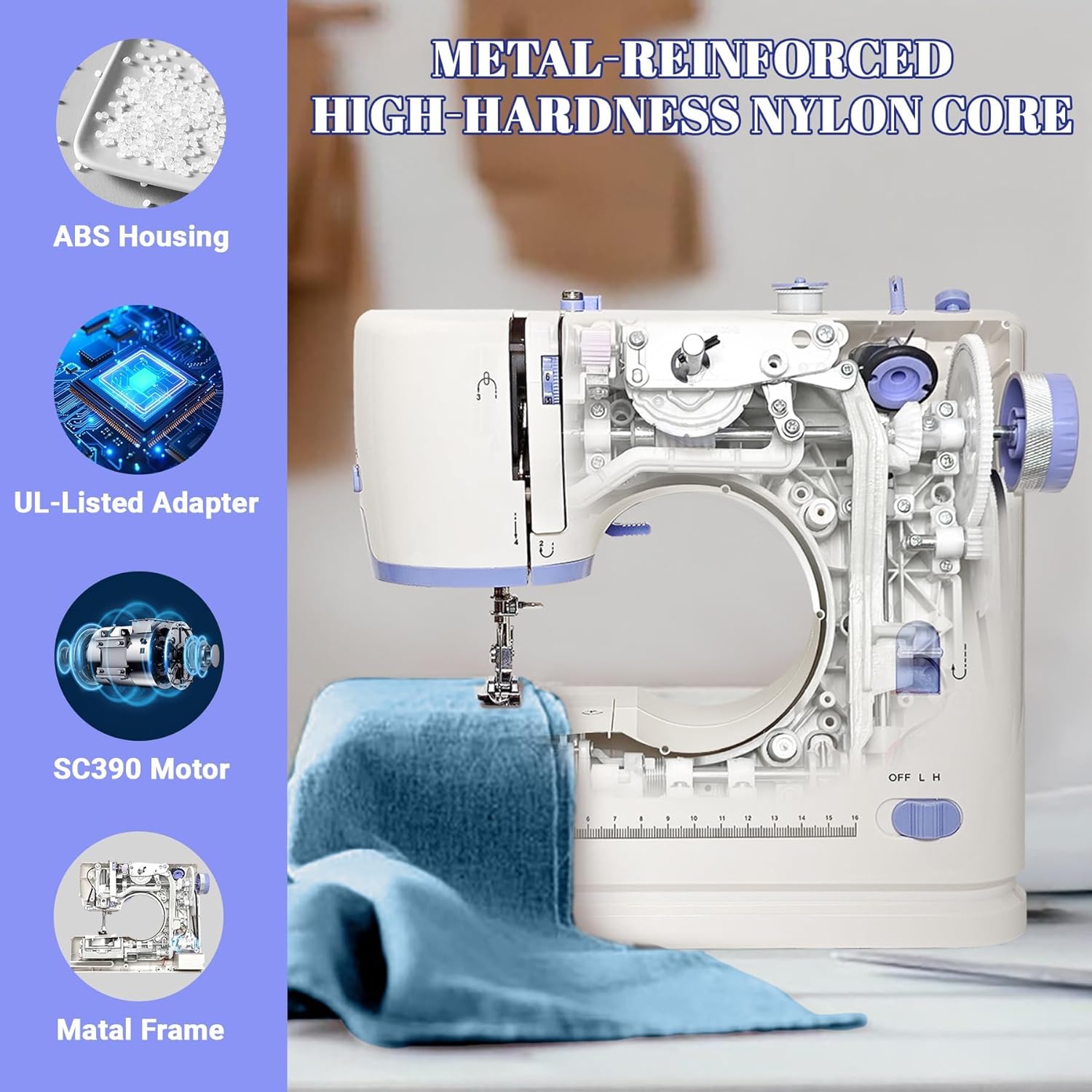 Beginner-Friendly Mini Sewing Machine with 12 Built-in Stitches, Sewing Machine with Foot Pedal, Portable, High-Low Speeds, Perfect for Sewing Enthusiasts