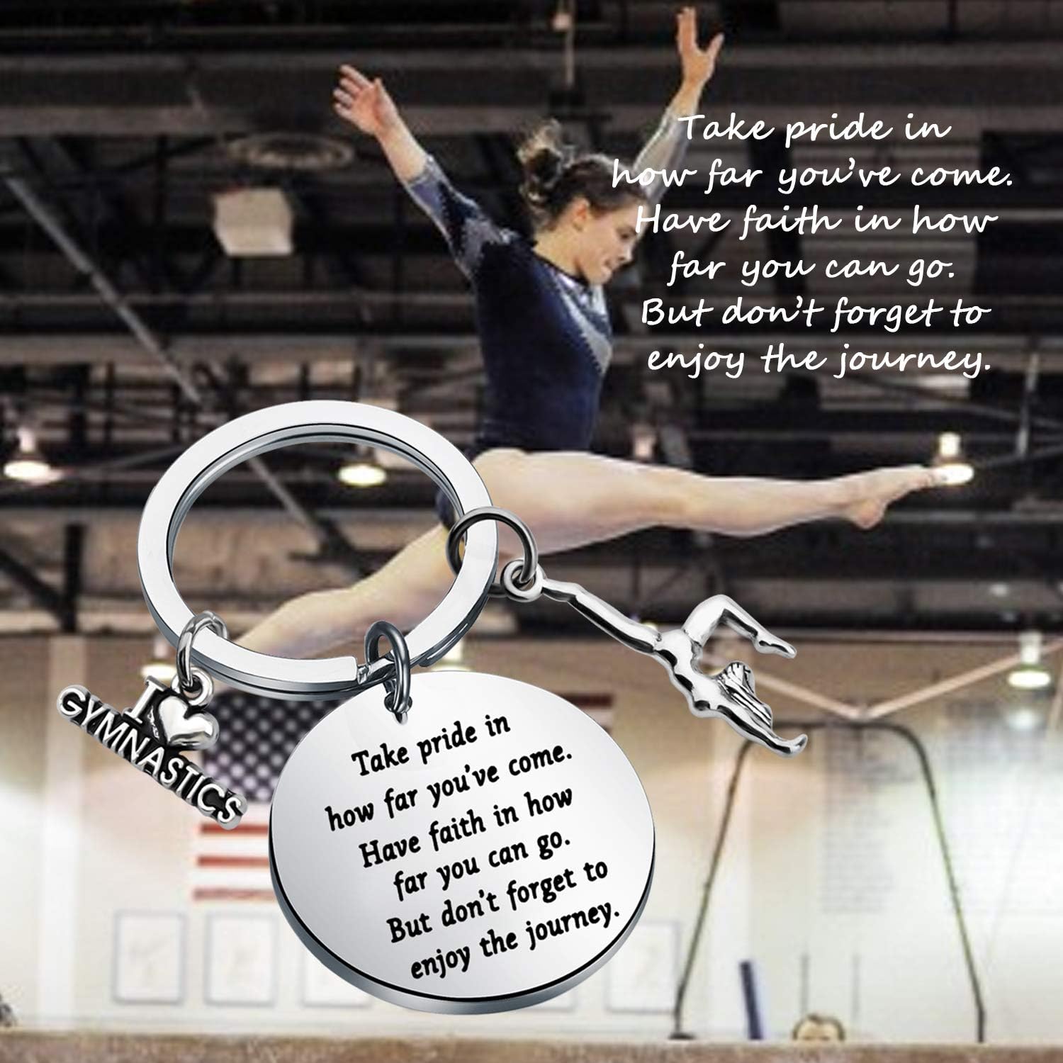 FUSTMW Gymnast Gift Gymnastics Keychain Inspirational Gifts Gymnast Jewelry Gymnastics Class Gift Birthday Jewelry for Teens - Image 6