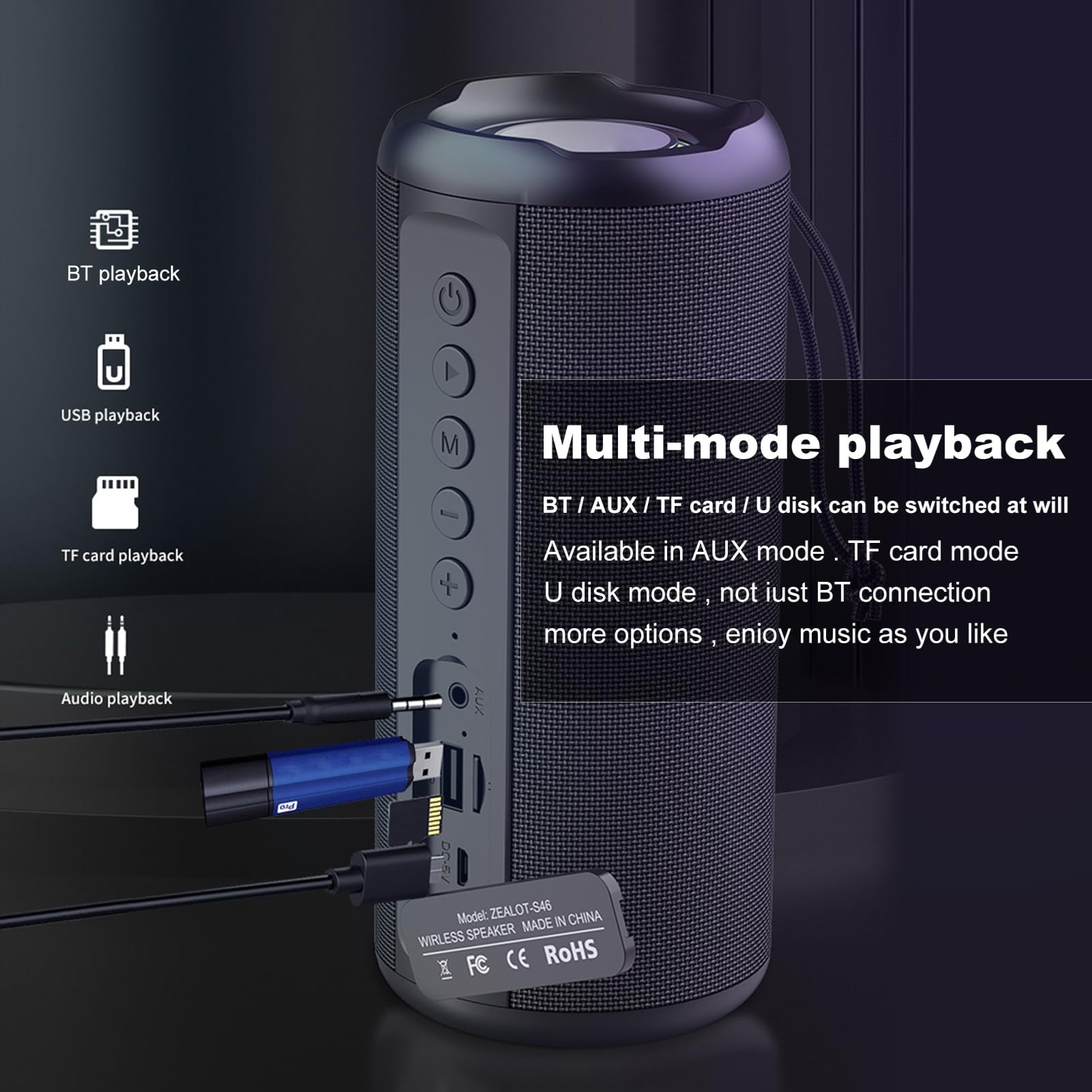 Aoresac Altavoz Portátil Batería Agua