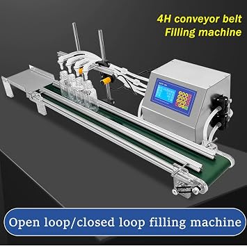 Liquid Filling Machine, Small Four -Headed Automatic Filling Machine with Beverage Transporter, Soy Sauce Vinegar, Edible Oil,Closed Loop