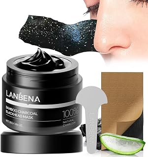 LANBENA 2.0 Bamboo Charcoal Blackhead Remover Mask: 60 Peel-Off Nose Strips for Deep Pore Cleansing & Whitehead Removal, All Skin Types