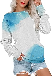 ZLBDYG Moletom feminino outono e inverno moda manga longa gola redonda pulôver tie dye estampa gradiente feminino