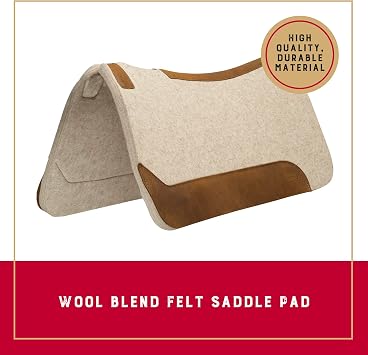 Weaver Equine 30 x 30 Contoured Wool Blend Felt Horse Saddle Pad, Shock Absorbing Western Saddle Pad for Protection, Durable Equine Supplies, Tan