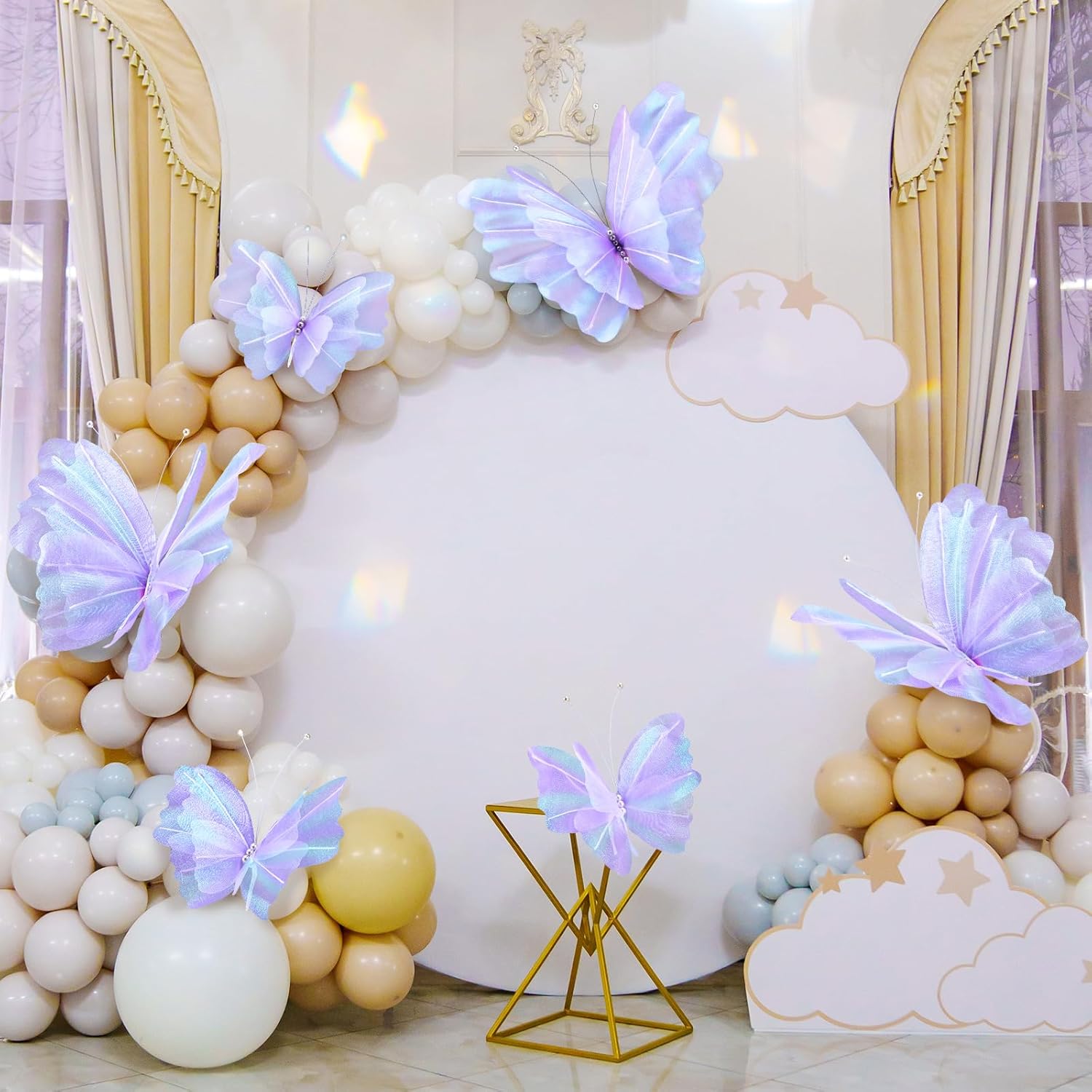 Geelin 6 Pcs Large Purple Butterfly Decorations Mariposas Grandes para Decoracion Big Butterfly Party Decor 20 Inch 12 Inch 3D Silk Butterflies for Baby Shower Women Birthday Party Wedding Decor - Image 5