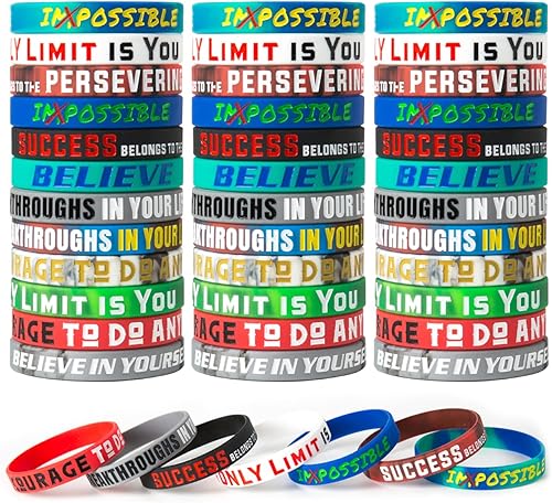 Pulseras motivacionales para hombres, mujeres y adolescentes, pulseras inspiradoras de silicona unisex para adultos