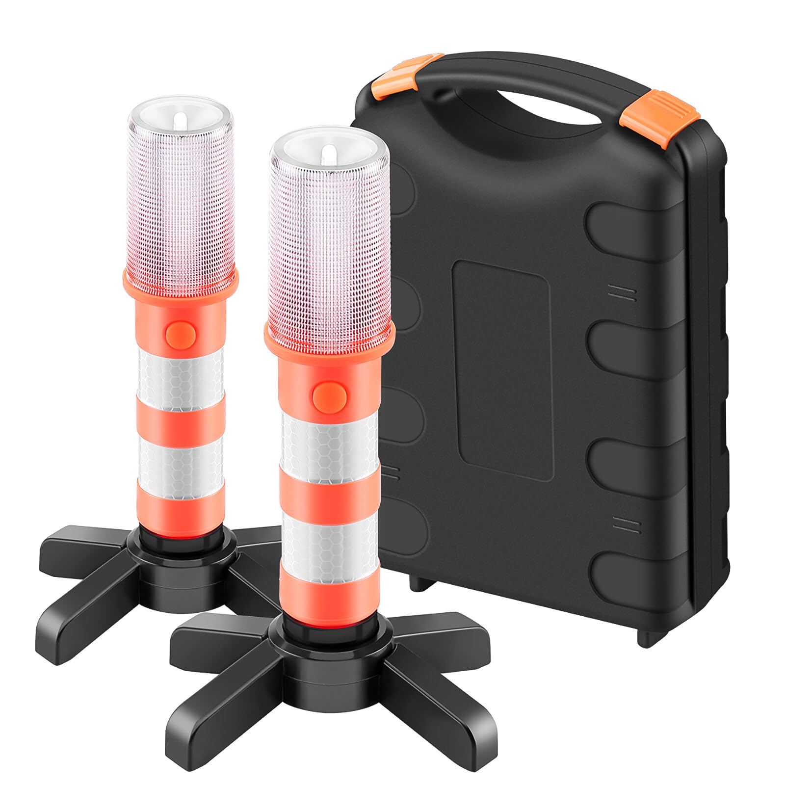 LED Notfall Flares Set - Rotes Licht für Autobahn Straß Sicherheitsleuchte Camping-Lampe Alternative zu Sicherheitsdreieck LED-Notfall, 2 Leuchten (1)