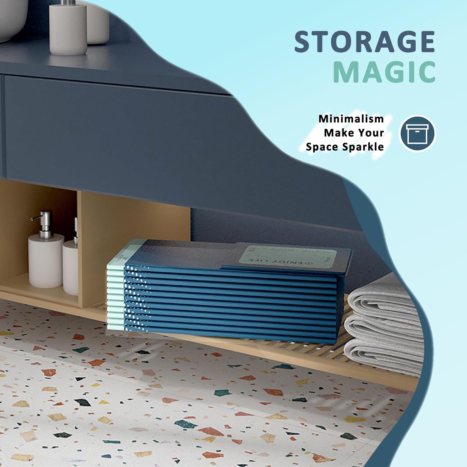 Foldable Swimming Pool, Non Inflatable Pool Oversize Bath Pool Backyard Pool Foldable Pool for Whole Family Home Outdoor PVC Pool (102" x 65" x 21"), Blue