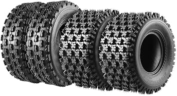 MaxAuto Set of 4 Sport ATV Tires 22x7-10 Front & 20x10-9 Rear UTV Tires 4PR 22x7x10 ATV Quad -Tire - 10077/10081, 4 Pack in 2 Packages