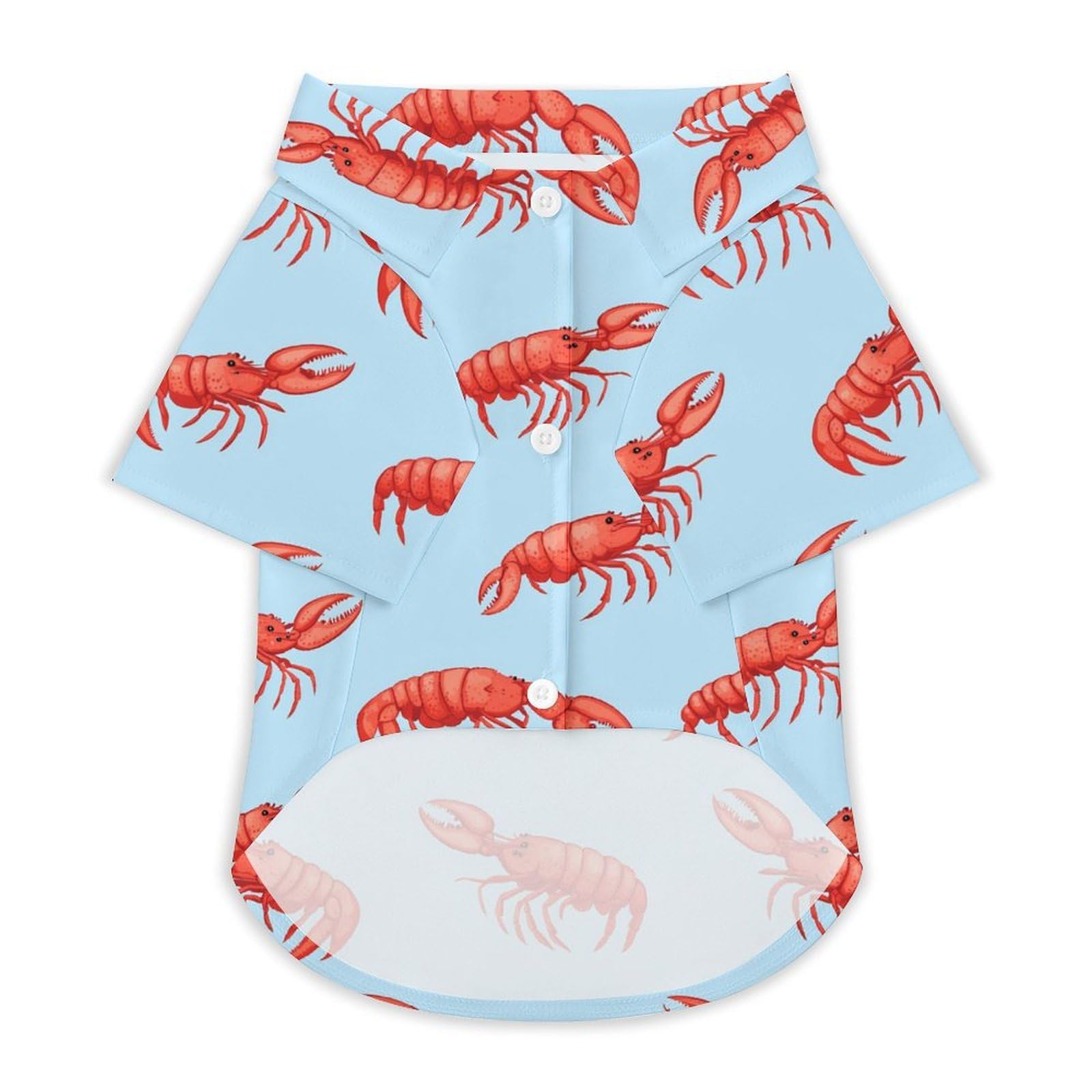 Lobsters Pattern Funny Pet T-Shirt Soft Short Sleeve Button Down Dog Clothes for Cat Puppy