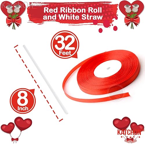 Miniatura 5 de KatchOn, Globos rojos y rosados de San Valentín, paquete de 50, globos para el día de San Valentín con confeti, globos rosados y rojos para