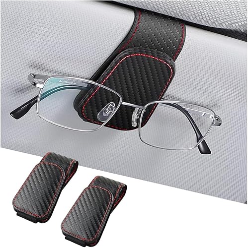 Miniatura 81 de AICEL Soportes para lentes de sol para visera solar de automóvil, soporte de cuero para colgar gafas, soporte magnético para lentes y clip
