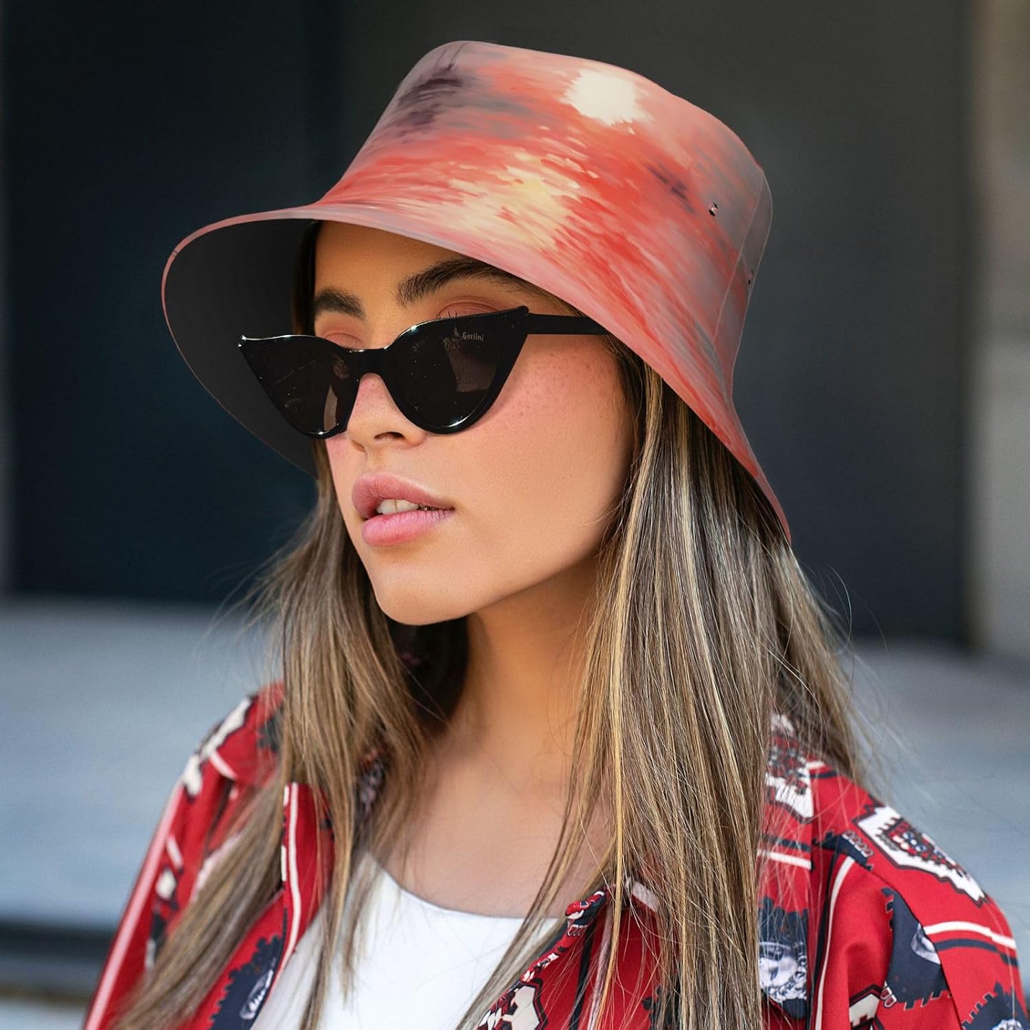 Watercolor Cruise Prints Summer Outdoor Travel Bucket hat, a Beach Sun hat Suitable for Both Men and Women Black