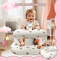 Vista 7 de Asiento inflable para bebé de 3 a 36 meses, silla de bebé con cerca y bomba de aire incorporada, asiento de piso inflable para bebé con soporte