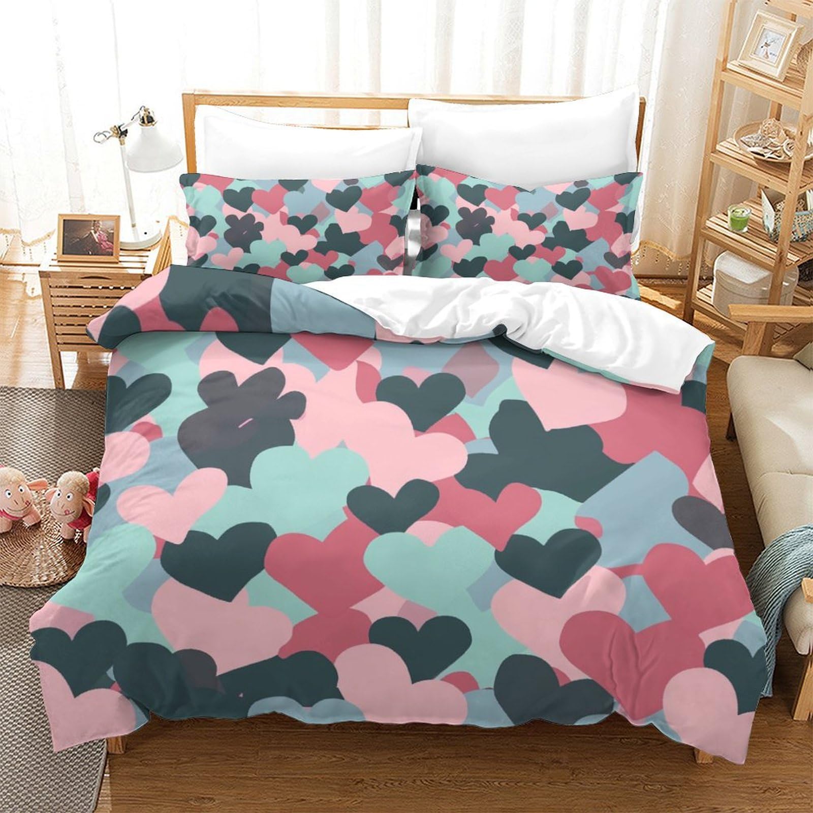 Housse de couette 260x220cm Amour à fermeture éclair pour réchauffer les nuits d'hiver en famille