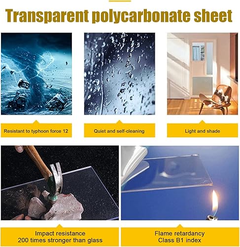 Miniatura 5 de Toldo invisible para puerta delantera al aire libre, toldo para puerta, cubierta de policarbonato transparente silencioso, toldo de entrada, para