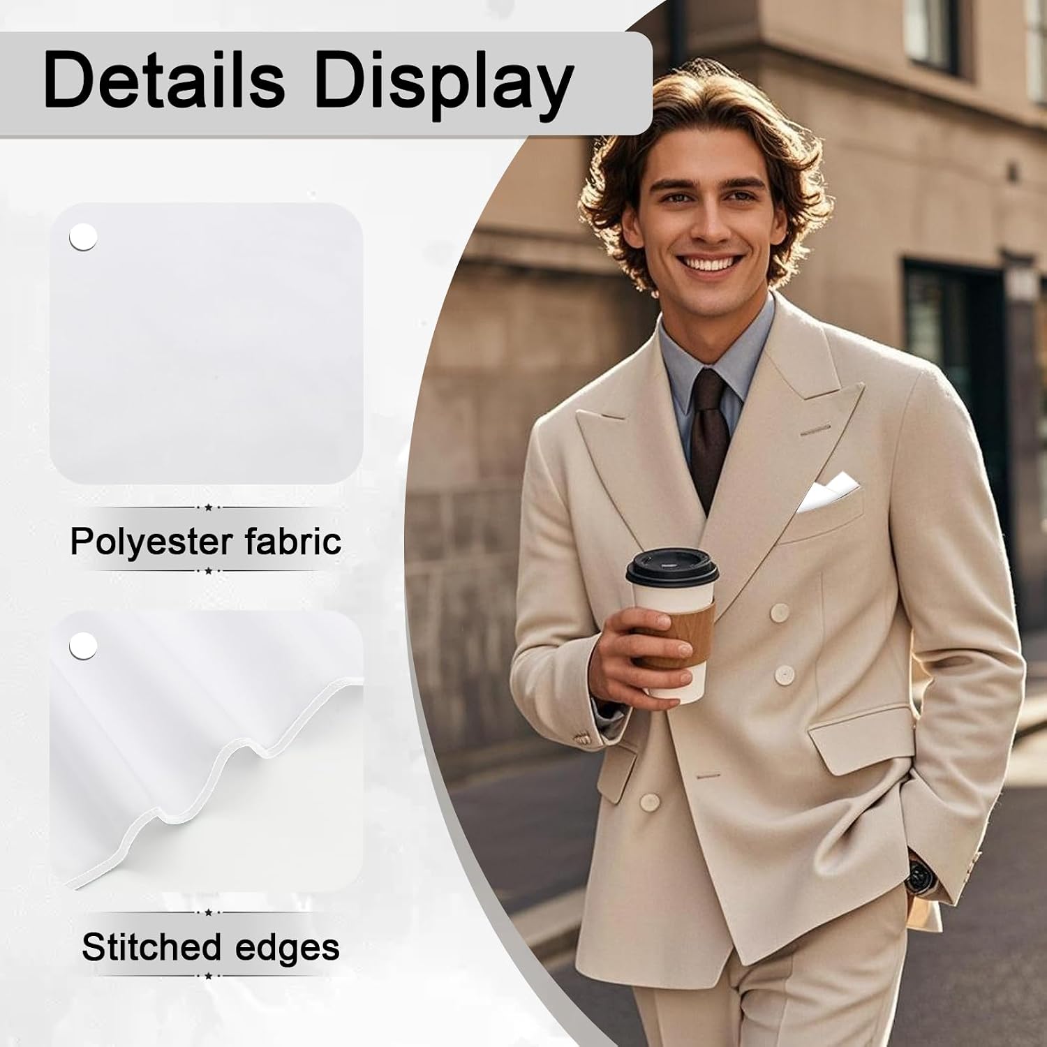 Pocket Squares for Men, Cotton Linen Mens Handkerchief Suit Men's Pocket Square for Wedding Graduation Work Casual