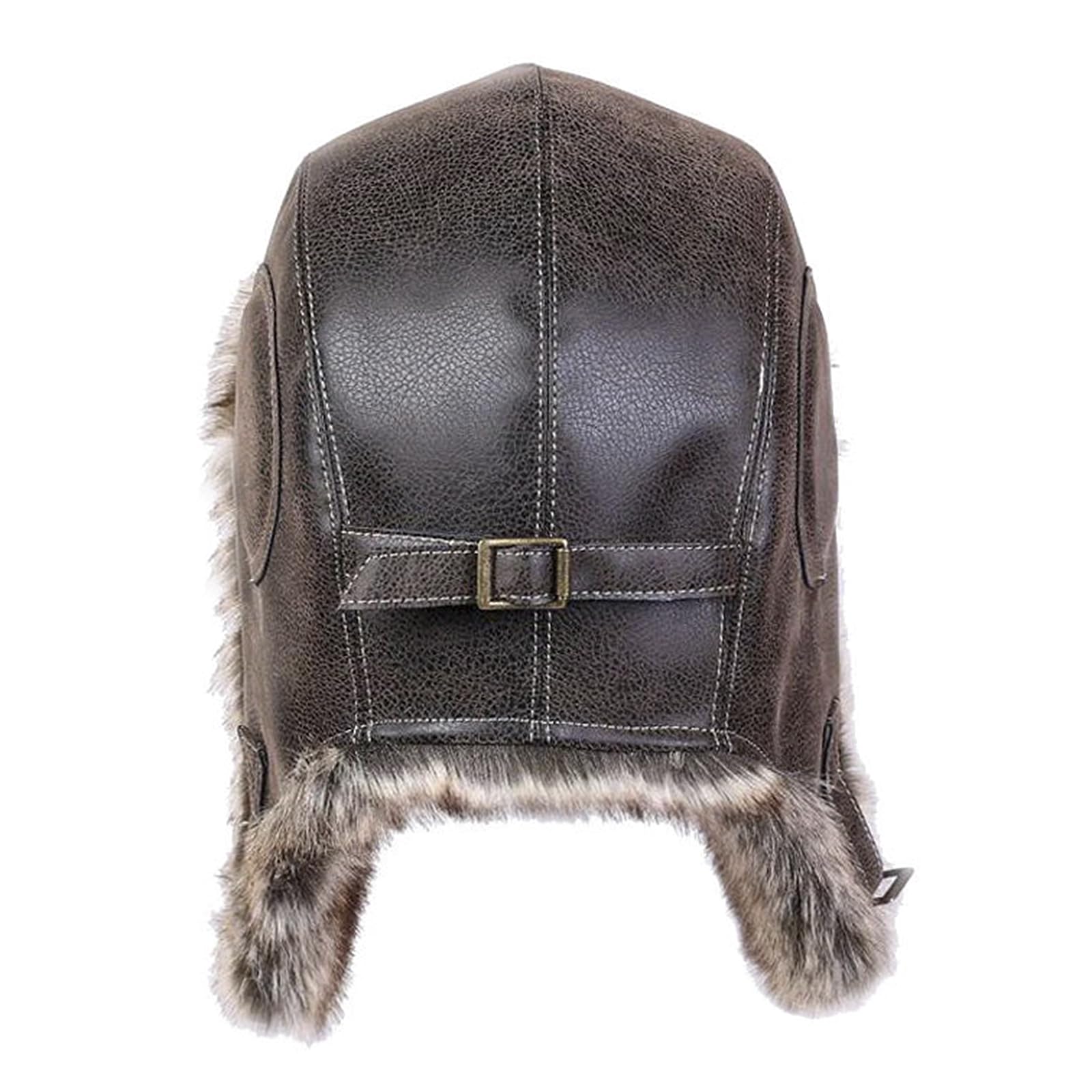 OhMill Chapka d'hiver en Cuir pour Homme Femme Chapeau Chaud Chapeau de Trappeur Bonnet Aviateur d'hiver Épaise avec Oreillettes en Peluche Anti-Vent pour Ski Extérieur