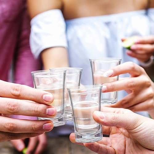 Miniatura 4 de 85 vasos irrompibles a granel, 1.4 onzas, vaso de chupito de base pesada de whisky, vasos de chupito transparentes, vasos de chupito transparentes