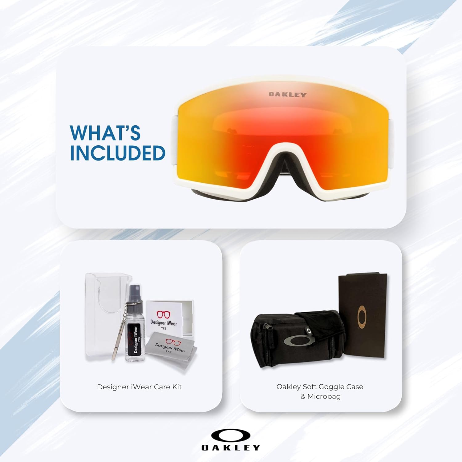 OAKLEY Target Line MEDIUM/LARGE Ski Goggles For Men For Women OO7120, OO7121 +BUNDLE with ACCESSORY EYEWEAR KIT