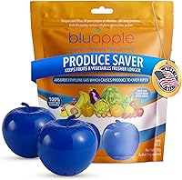 Bluapple Produce Saver 2-Pack: Ethylene Absorber Keeps Fruits & Veggies Fresh 2-3x Longer - BPA-Free Fridge Crisper & Fruit Bowl Keeper