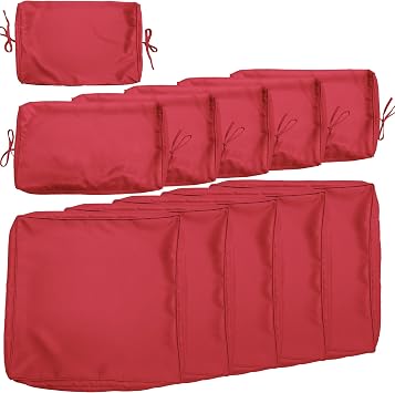 Outdoor Patio Cushion Covers Replacement, Outdoor Cushion Slipcovers for Patio Furniture Patio Sofa Couch Outside Zipper Design w/5 Seat Cushion Covers and 6 Backrest Pillow CoversRed