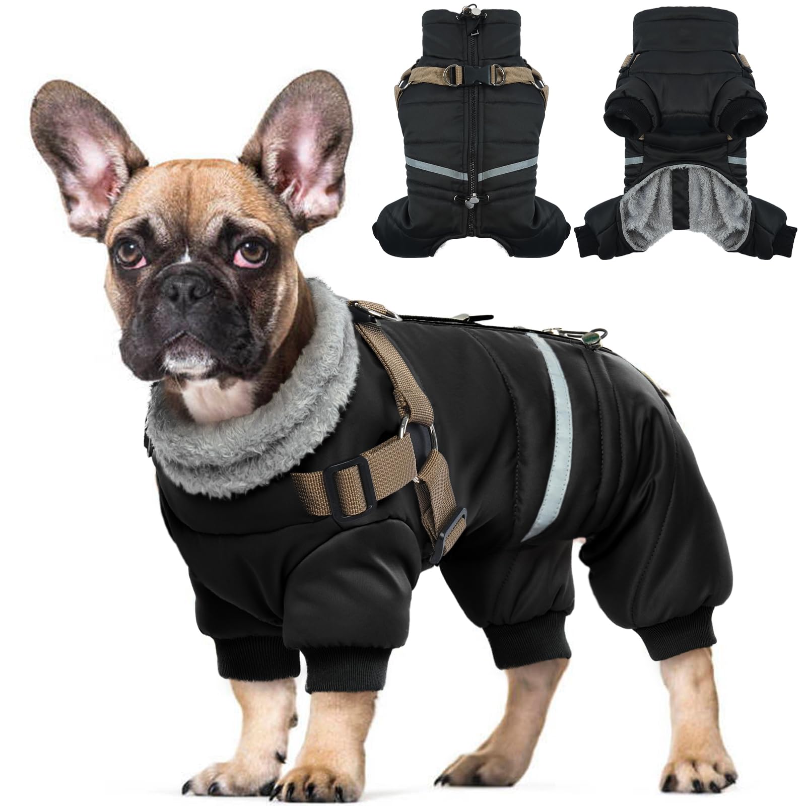 Cappotto Cane, Cappotti Per Cani Impermeabili Con Imbracatura, Cappottino Cane Taglia Piccola Media Grande, Vestiti Per Cani, Cappottino Imbottito Per Cane, Giubbotto Cane Antivento S-Xl