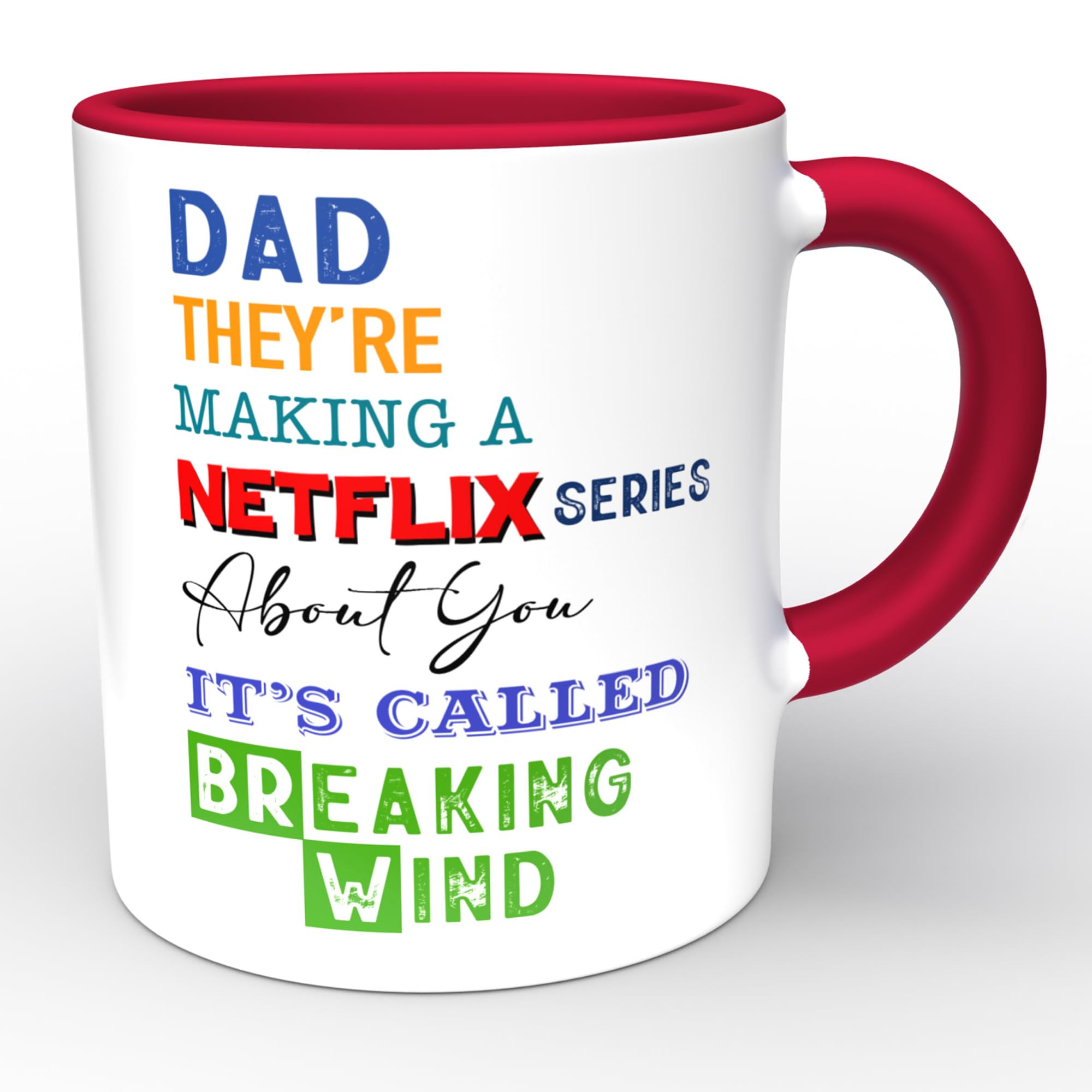 Star Online Funny Father's Day Mug – Birthday Present for Dad, Coffee Cup for Breakfast - Ceramic 11 oz (Netflix - Red)