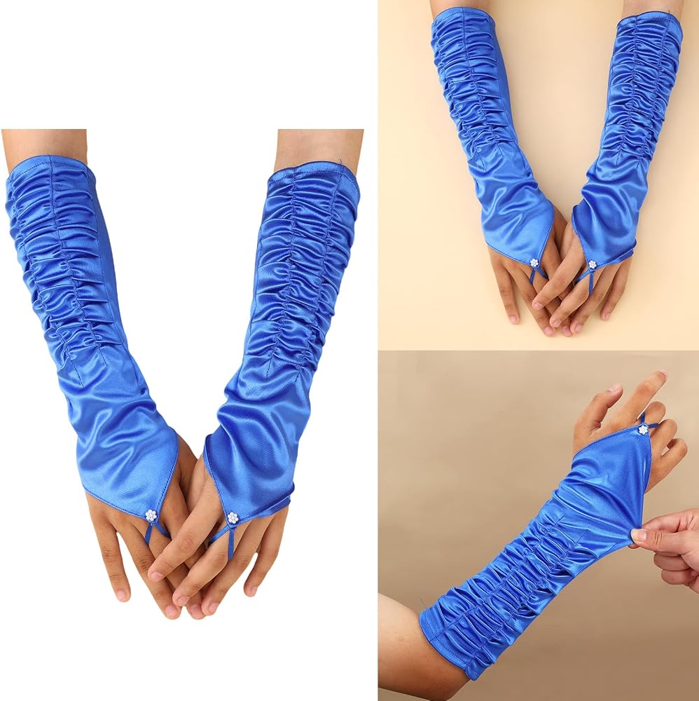 PoicVasd Luxuriöse Handschuhe mit Rumpelstruktur, faltbar, absorbierend, perfekt für Theater, formelle Kleidung, reisefreundliche Handschuhe, blau, One size Fashion