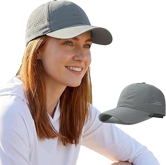 Men Adjustable Quick Dry Baseball Cap Laser Cut Mesh Ball Curved Brim Snapback Hat