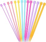 LIHAO 14PCS Plastic Knitting Needles Set Colourful Single Pointed Knitting Straight Pins DIY Craft Yarn for Beginner and Kids 4mm-10mm