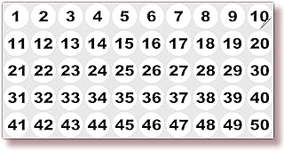 iSYFIX White Consecutive Number Stickers – 1 to 50, 1-inch, 1 Set – Vinyl Self Adhesive Premium Decal Ideal for Inventory, Storage, Organizing, Boxes, Bins, Toolbox, Lockers & More Indoor/Outdoor