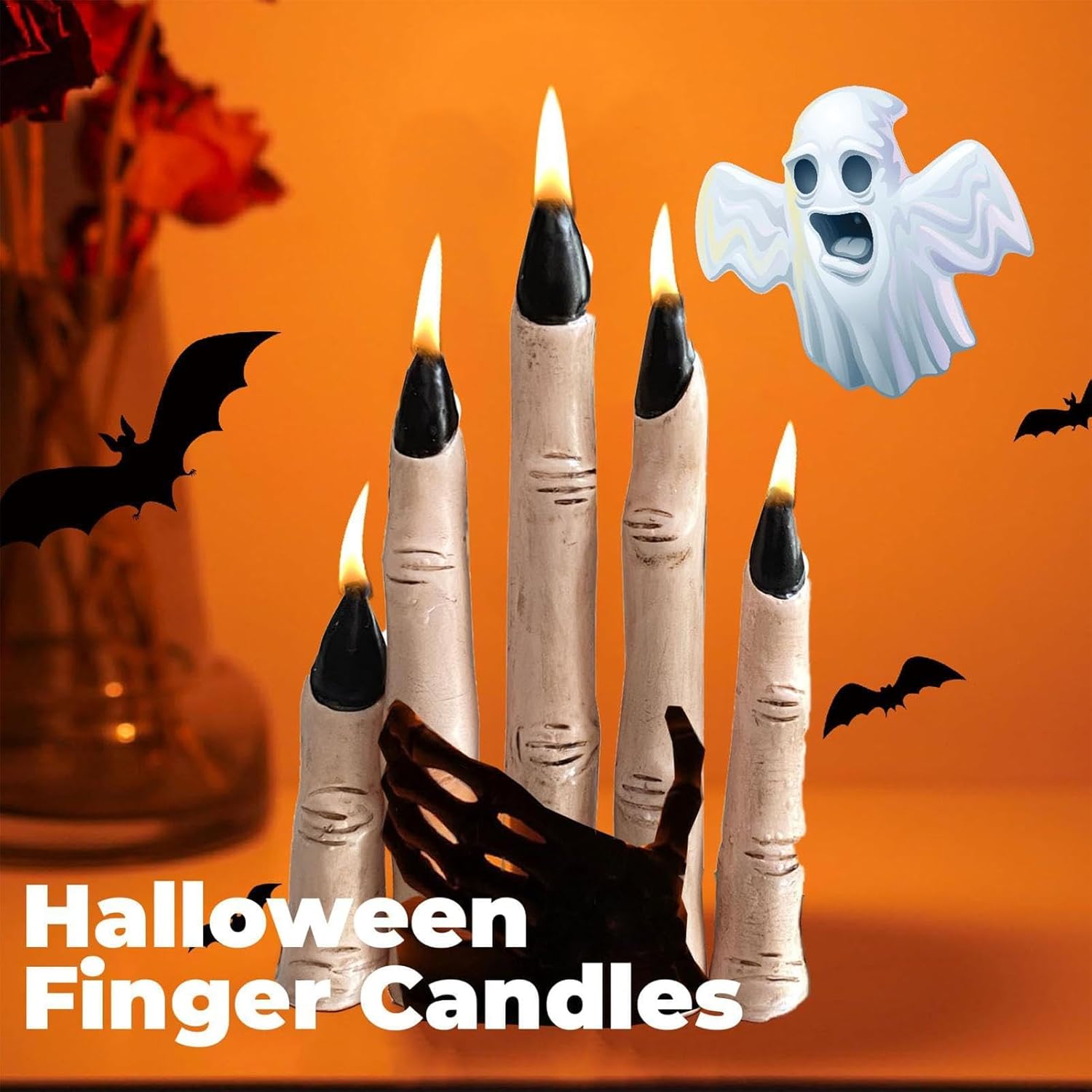 EKsma Halloween Witch Finger Candles, Horror Spooky and Realistic Novelty Finger Candle, Halloween Gothic Decorations, Halloween Horror Decoration Prop(Retro Color)