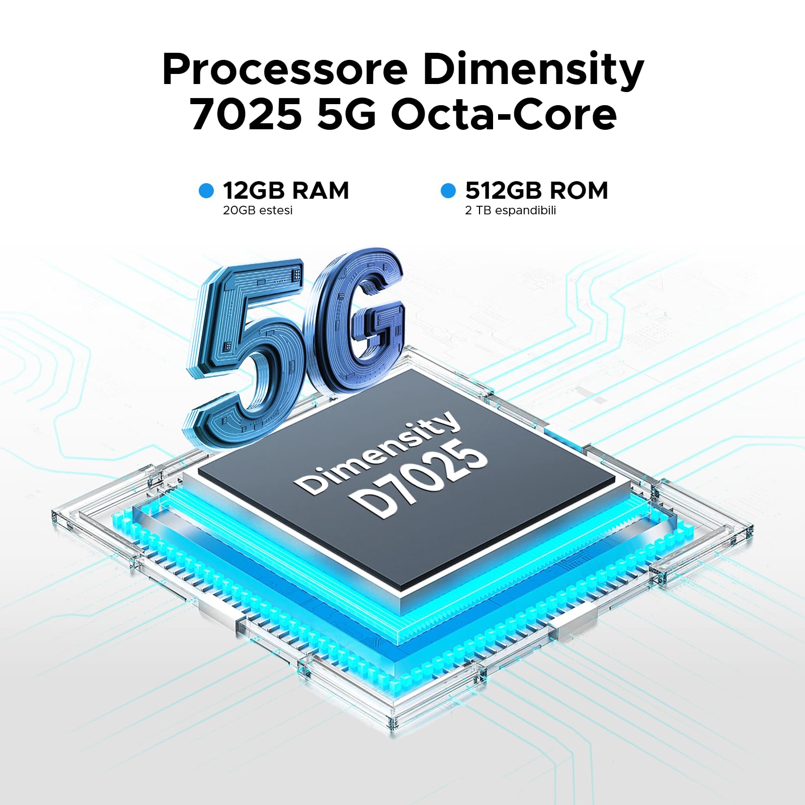 DOOGEE Blade GT Pro Rugged Smartphone 5G, 32GB+512GB Telefono Indistruttibile, 10.5mm, LED Light Effect, 6.72" + 120Hz IPS, 100MP+32MP, Octa Core, 5800mAh, Fingerprint ID/Face Unlock/NFC/GPS- Argento