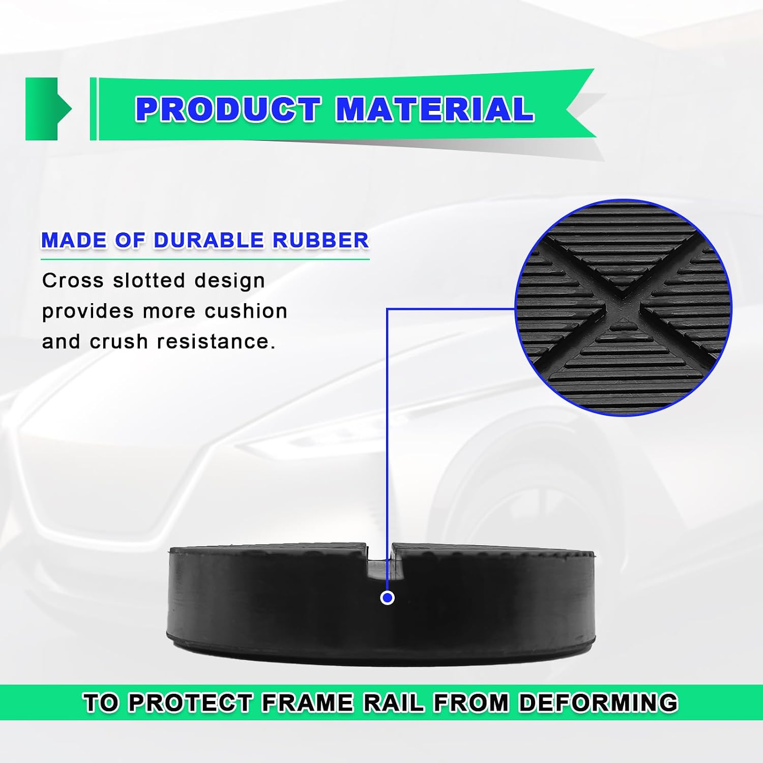 Universal Floor Jack Rubber Pad - Universal Cross Groove Jack Pad Adapter Pinch Weld Side Frame Rail Protector Puck/Pad, 1 Pack