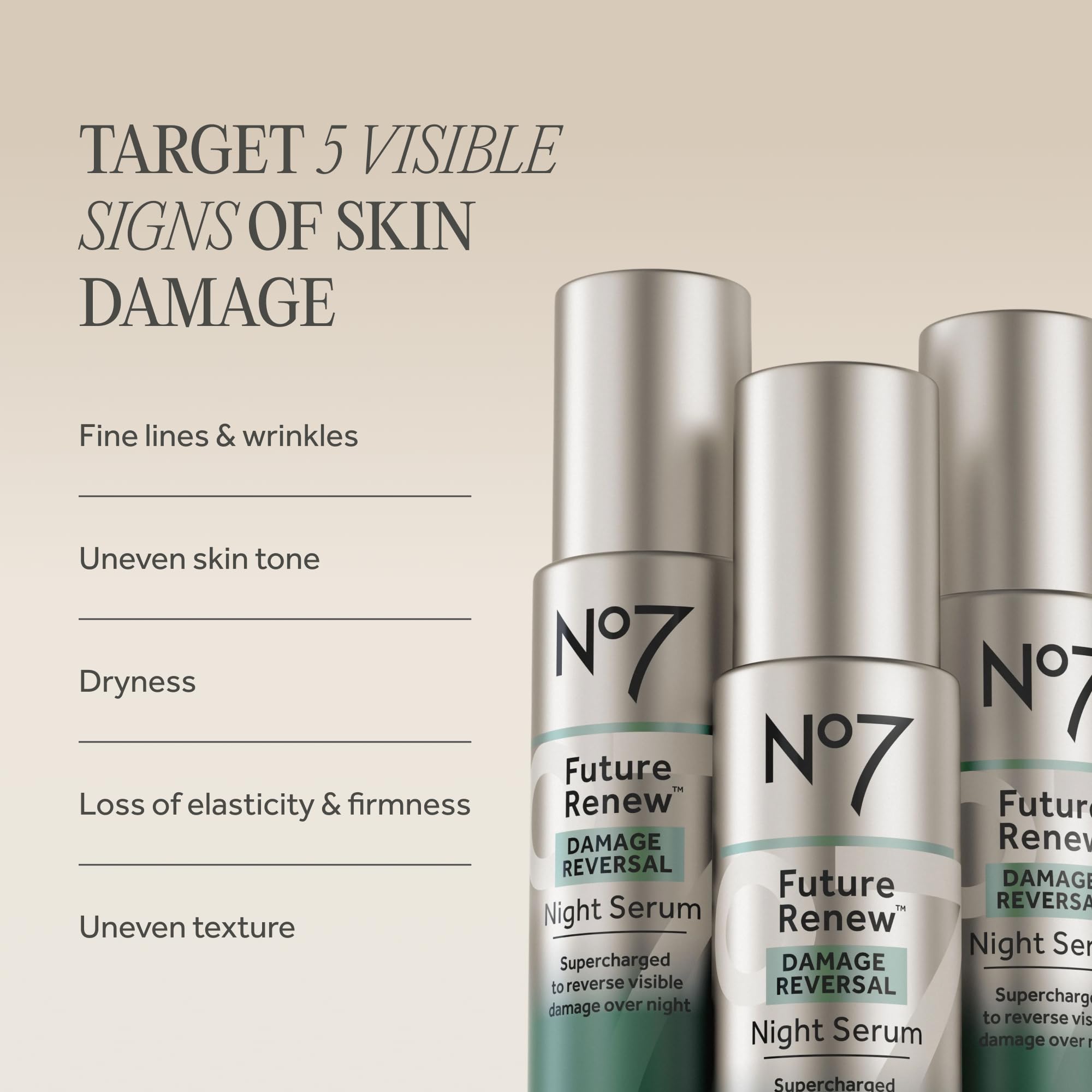 No7 Future Renew Damage Reversal Night Serum with Peptides