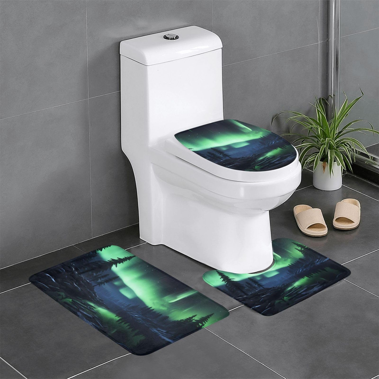 Tapis de salle de bain ovale et rectangulaire : lot de 3 ultra absorbants