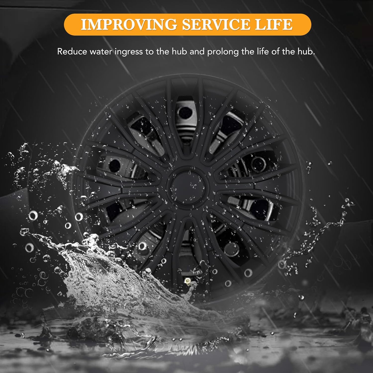 15 Inch Hubcaps,Universal Black Matte Wheel Rim Covers–Set of 4 ABS&PC Material Hub caps,Snap-on Replacement Caps for Car,Pickup Truck,SUV etc - 15 Inch Black Matte 4-Pack