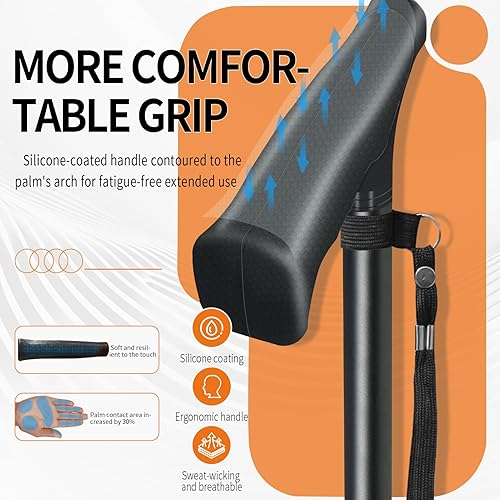 Miniatura 3 de Bastón ajustable para hombres y mujeres, mango de textura de piel, la impresión no se decolora, elegante bastón más adecuado para uso a largo plazo