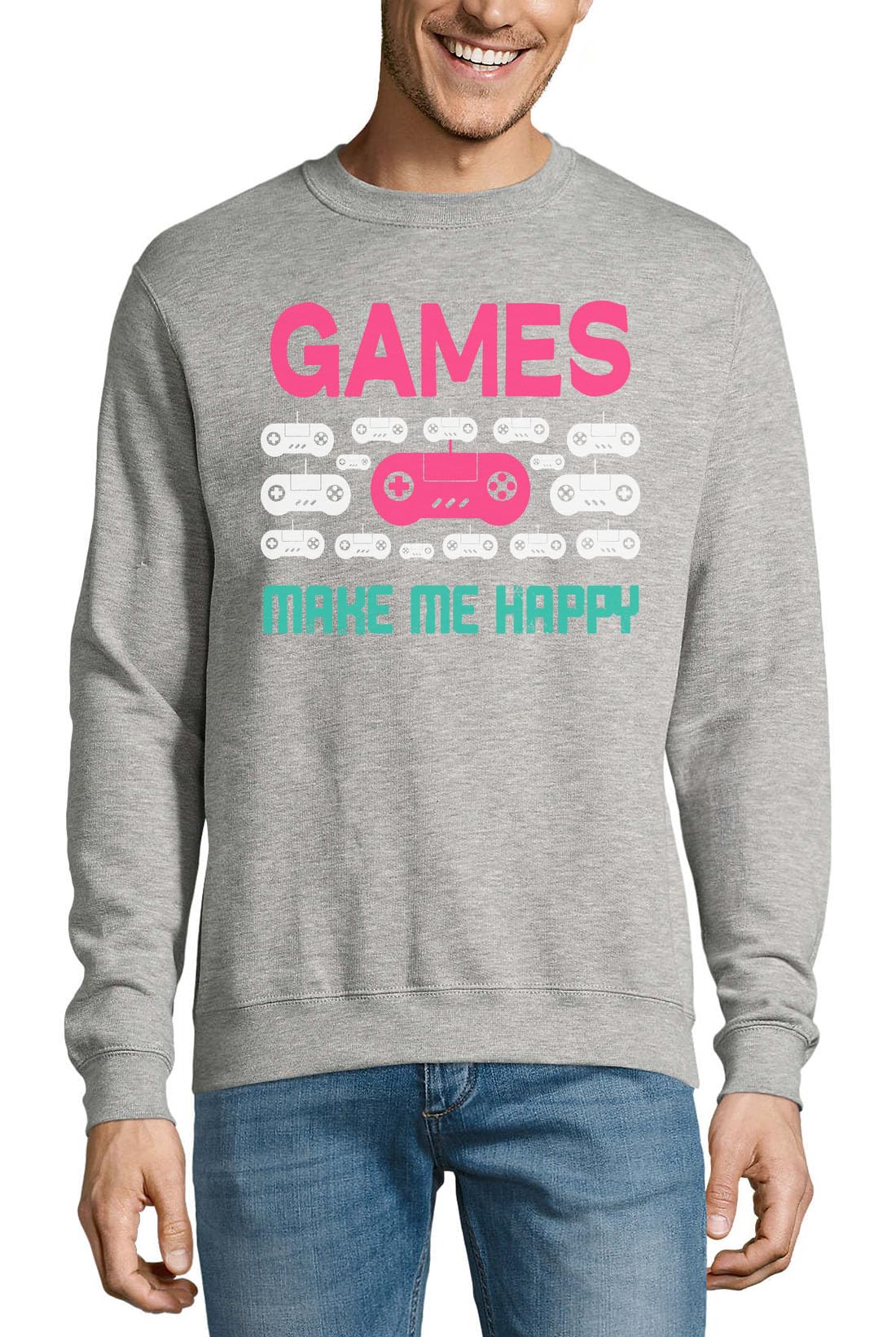 Games Make Me Happy Gamer - Felpa in cotone con grafica grafica
