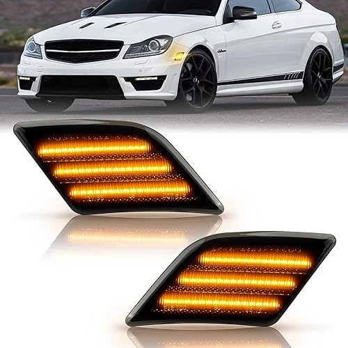 Bestview Luces LED de posición laterales compatibles con Mer'cedes Benz W204 C250 C300 C350 y 2008-2013 C63 AMG, lado del conductor y del pasajero,