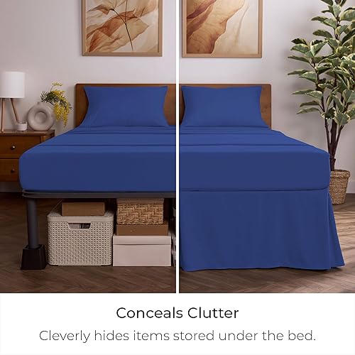 Miniatura 3 de Mellanni - Falda plisada para cama, Microfibra, Azul imperial, King