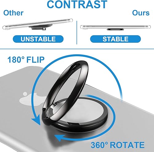 Miniatura 3 de Juego de 4 soportes para anillos de dedo, universales delgados con rotación de 360 grados, compatible con iPhone, Android y otros teléfonos