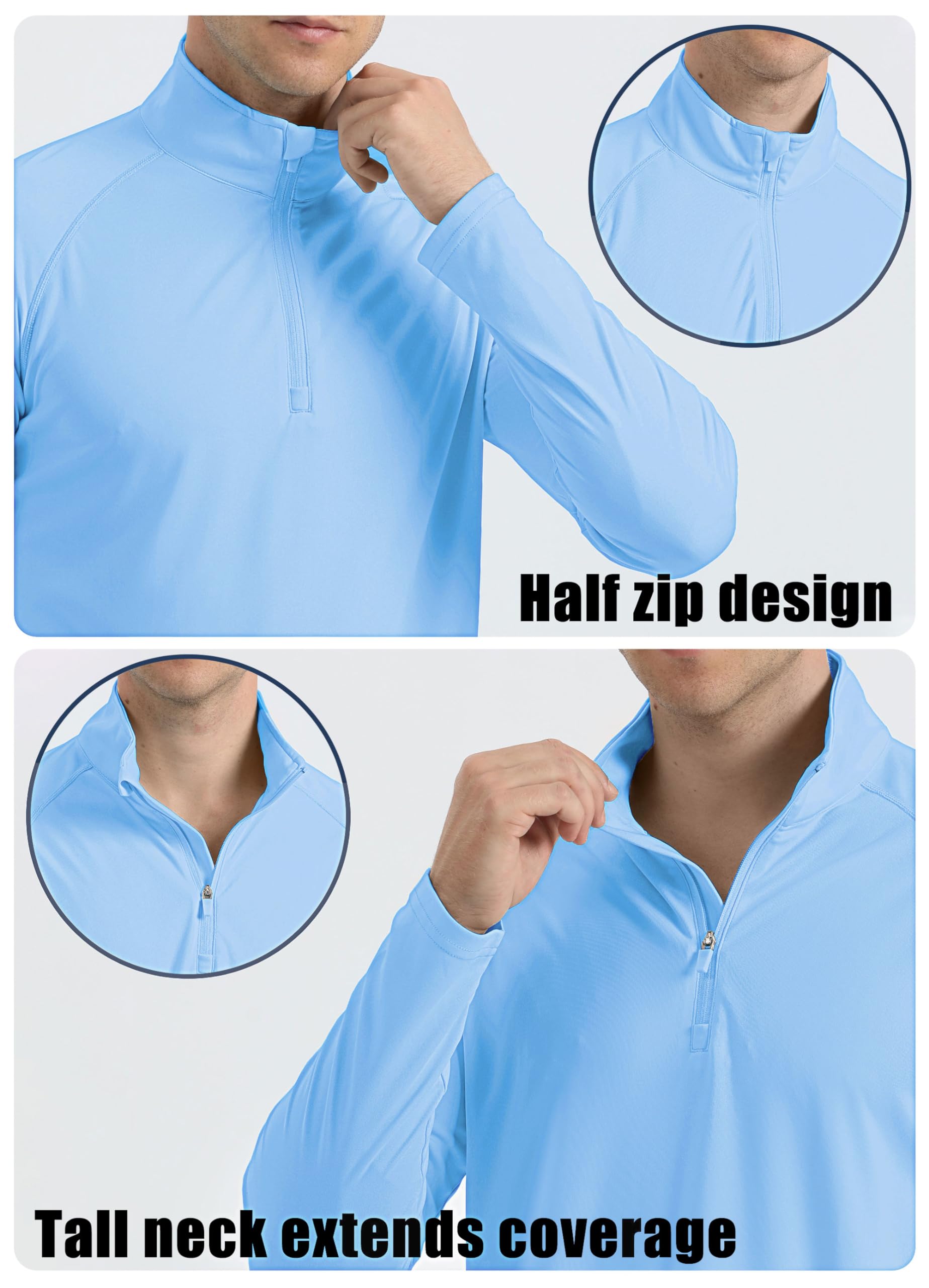 MAGCOMSEN Rashguard koszulka męska, z zamkiem błyskawicznym 1/4, UPF 50+, koszulka sportowa, szybkoschnąca, funkcjonalna