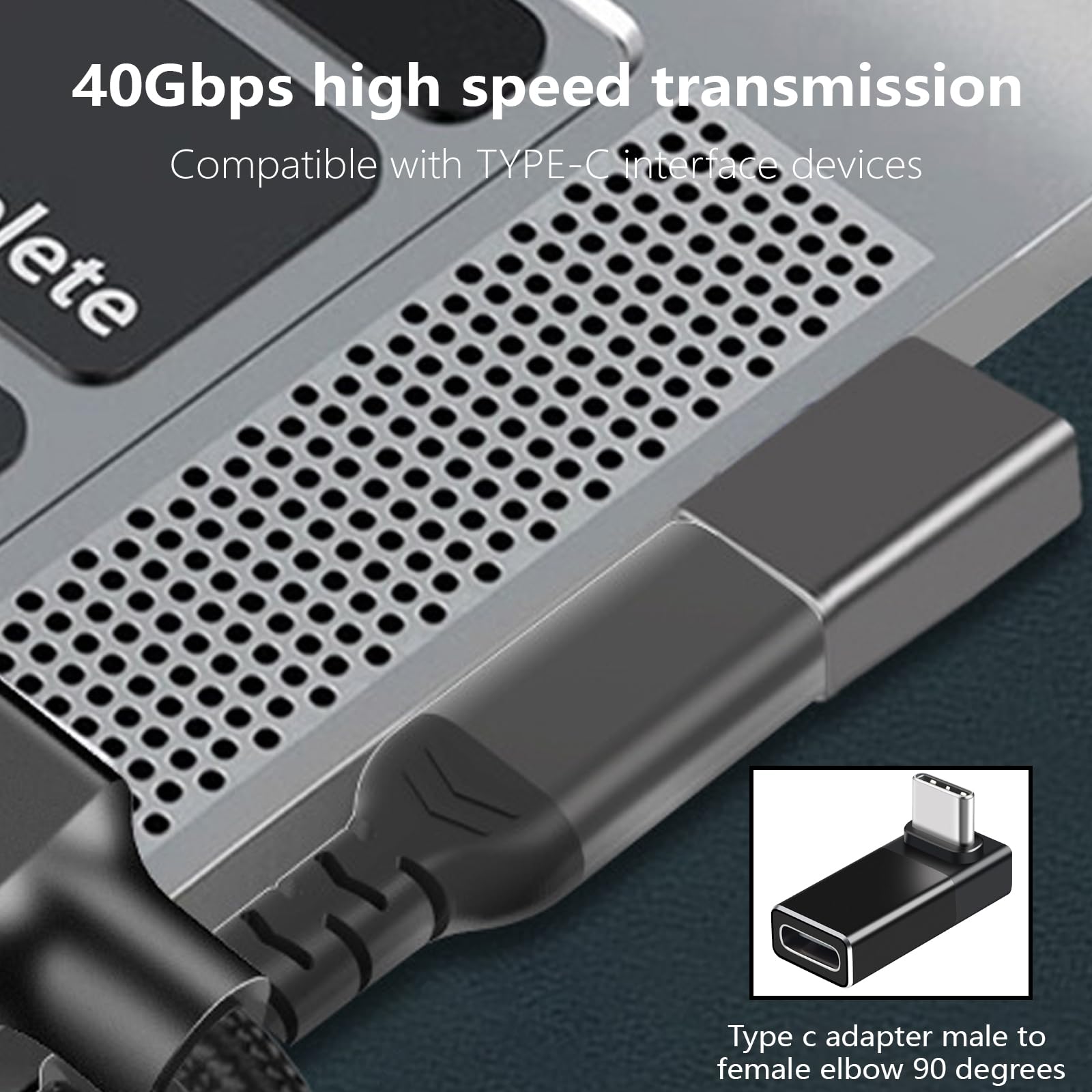 ZHENZQ USB C Adapters USB Adapters 40Gbps(1Pack) PD240W Fast Charging TypeC Male to Female Extenders for Laptops Tablets