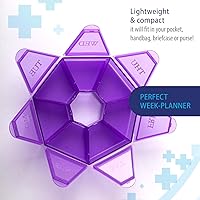 Vista 5 de Pastillero portátil de 7 caras, planificador de medicamentos, estuche pequeño (contenedor semanal de siete días) para medicamentos, cajas de soporte