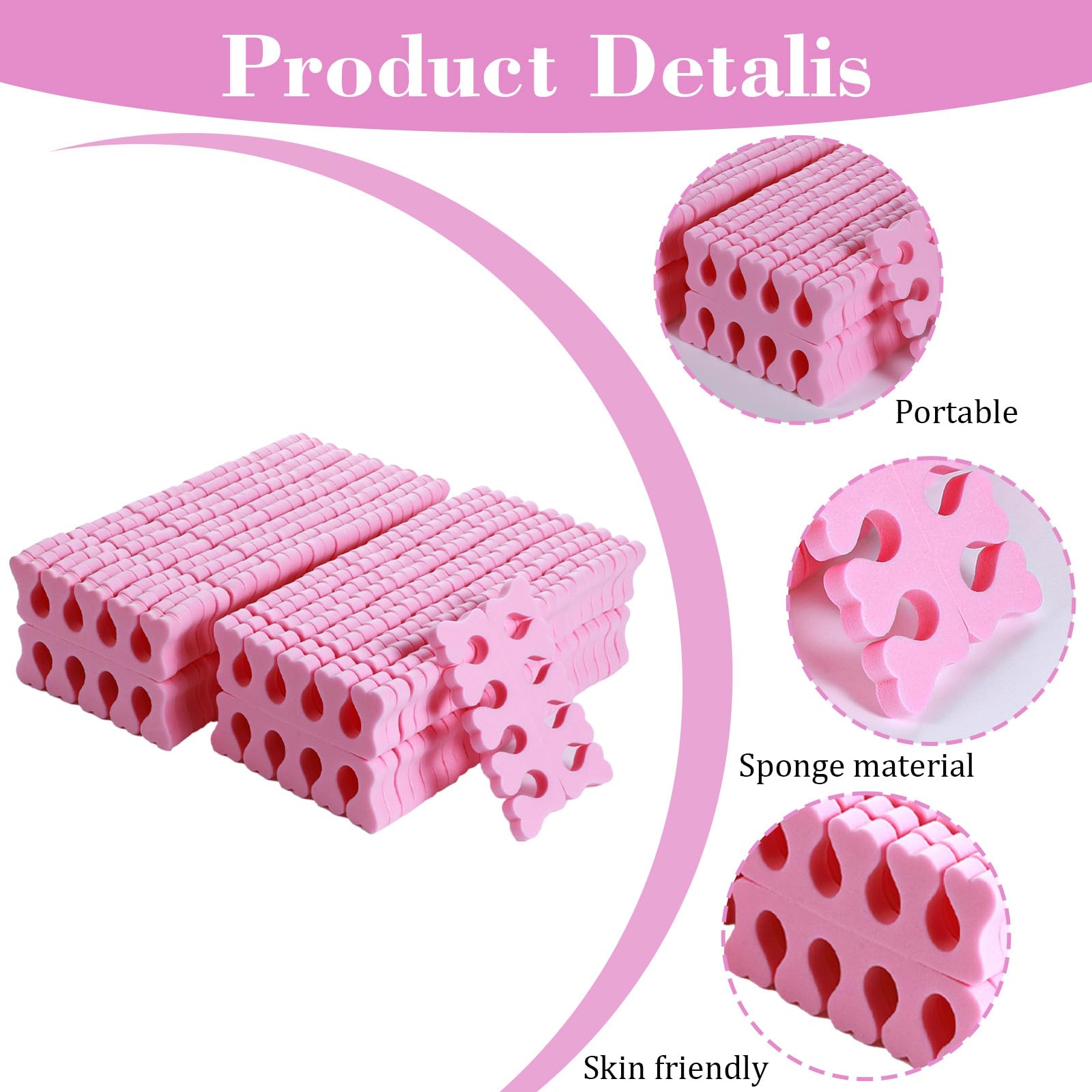 YBEATY 100 Pcs Sponge Toe Separators Premium Pedicure Tool Kit Soft Finger Separators Flexible Toe Divider Spacer for Polishing Pedicure Manicure Coating Gel Painting Nail Art Beauty Accessories - Image 3